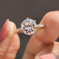 Pave round cut band crafted for extra shine.