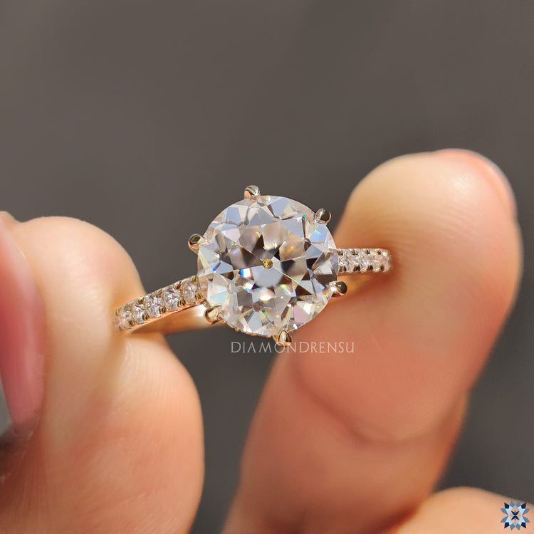 Handmade jewelry with round old European cut center.