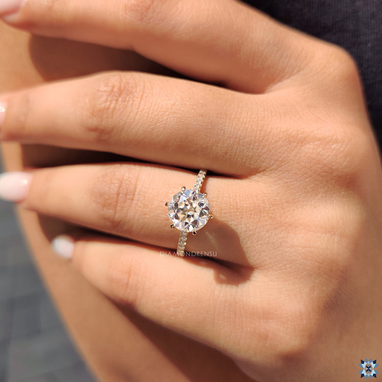 Handmade ring designed with pave accents.