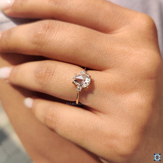 Handmade jewelry with three stone design.