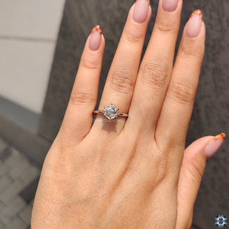 Buy engagement ring with hexagon diamond and clean finish