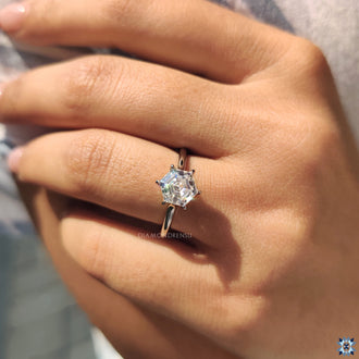 Handmade jewelry featuring tulip prong and solitaire stone