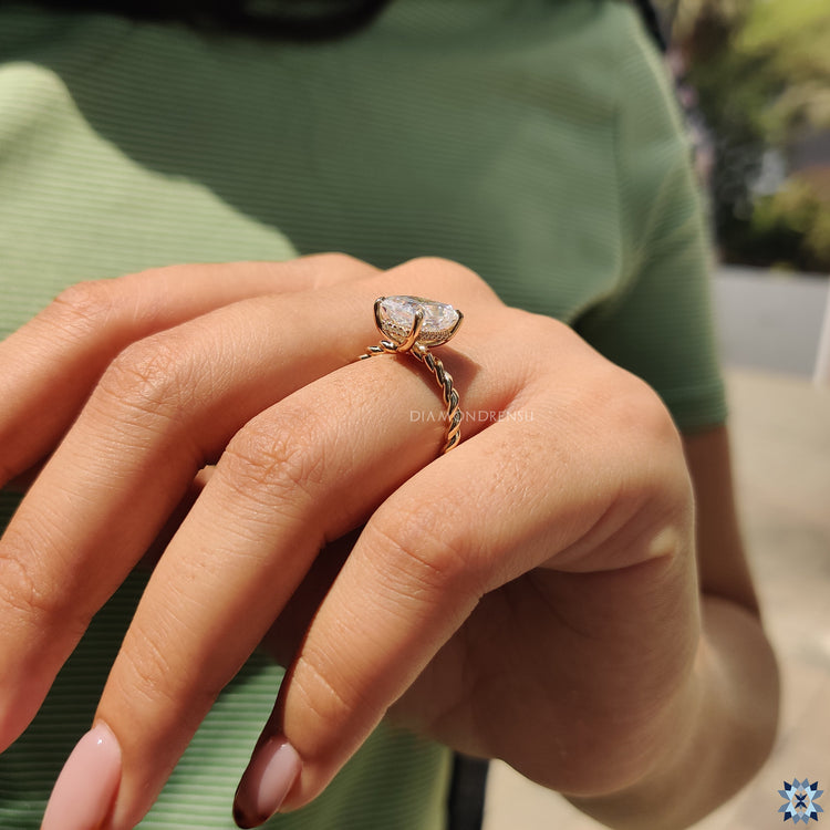 Buy moissanite ring with custom design options.