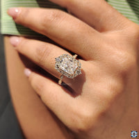 Radiant and round cut moissanite ring for a sophisticated look.