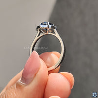 Cathedral setting ring with a stunning Oval Cut Moissanite in white gold.