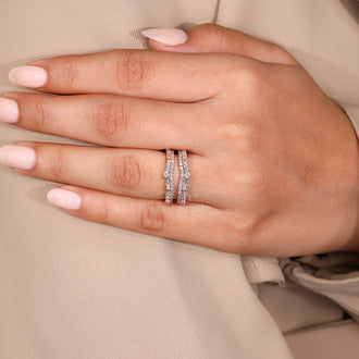 Rose Gold Wedding Band featuring a double band and pave diamond setting.