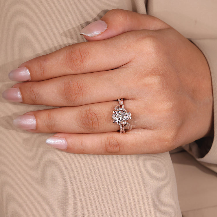 Pave setting ring with double row pave set.