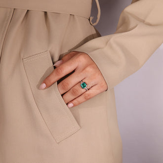 Handmade jewelry emerald engagement ring.