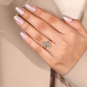 Dutch Marquise Engagement Ring with 2 Kite Cut Side Stone