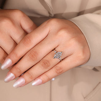 Dutch Marquise Engagement Ring with 2 Kite Cut Side Stone