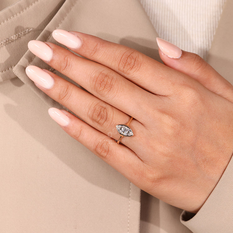 Handmade jewelry added to a diamondrensu engagement ring.