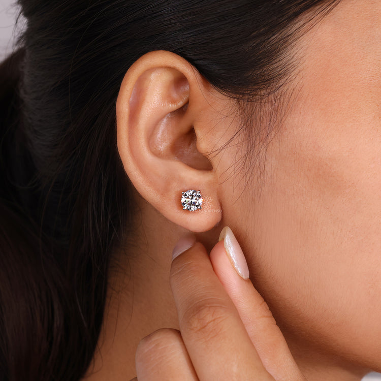 Diamond Stud Earrings 2.50 TCW - Rose Gold
