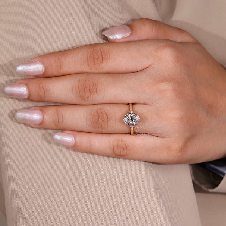 Lab grown diamond with handmade ring craftsmanship.