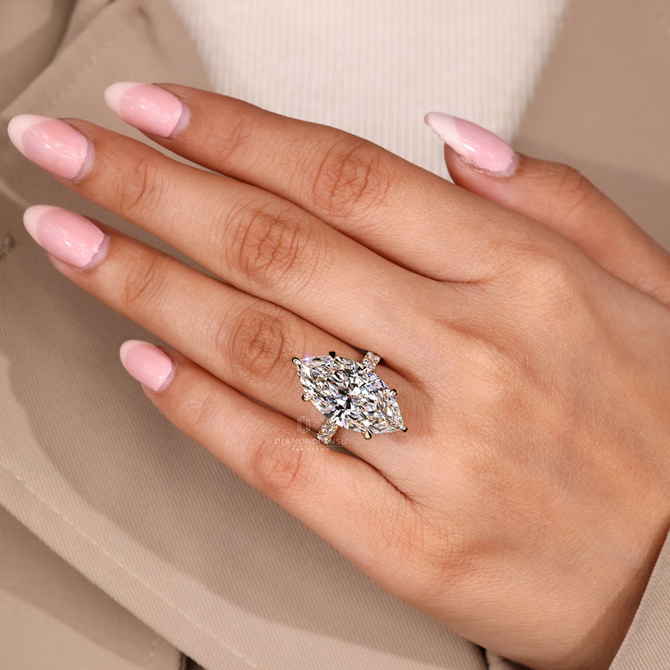 Handmade jewelry marquise diamond ring.