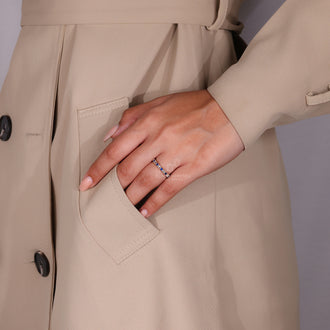 Handmade jewelry with sapphire eternity design.