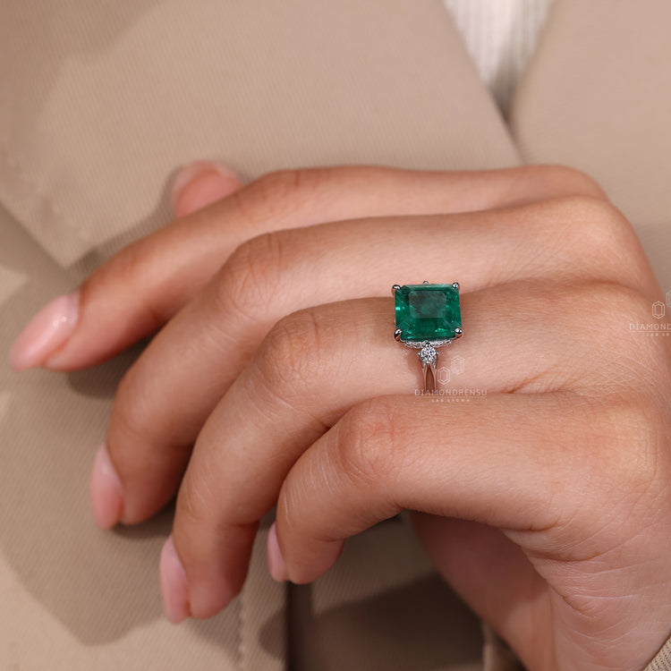 White gold ring with Hidden Halo design.