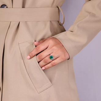 Buy diamond ring with emerald cut design.