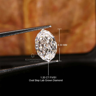 This 1.2 carat diamond features a oval step cut antique design.