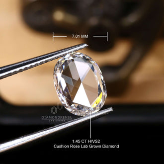Diamondrensu provides an IGI certified rose cut elongated cushion diamond.