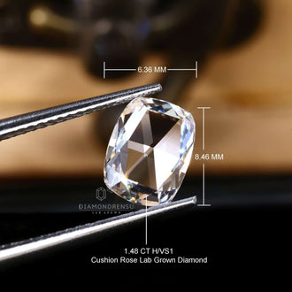 A 1.48 carat elongated cushion rose cut loose diamond available now.