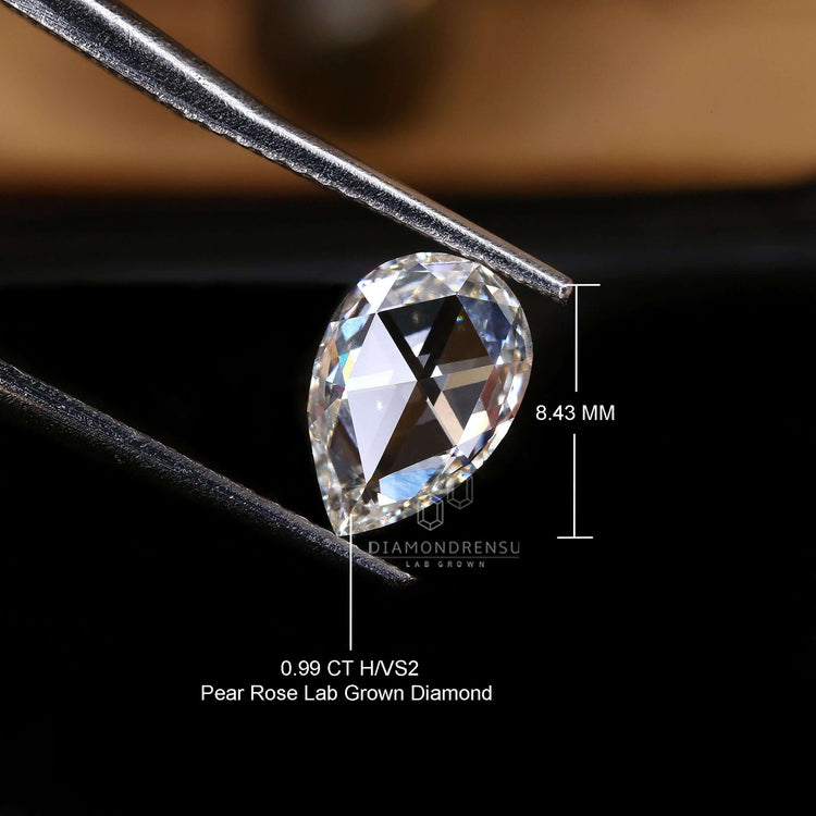 Pear rose cut diamond offered as loose lab grown diamond for buyers.