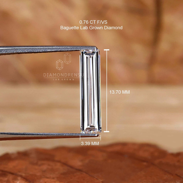 Long baguette cut diamond loose stone for setting.