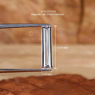 Long baguette cut diamond loose stone for setting.