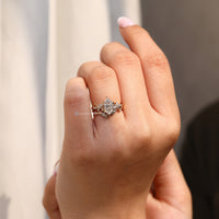 Dutch marquise ring with six leaf style prongs