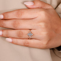 Marquise diamond engagement ring with a six-prong setting, showcasing the marquise stone's shape and brilliance.