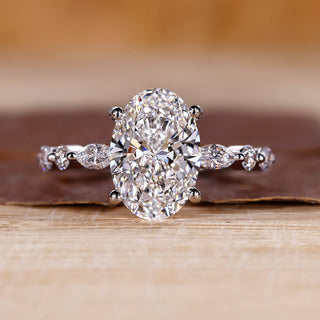 Oval Cut Diamond Ring set in a stunning white gold band.