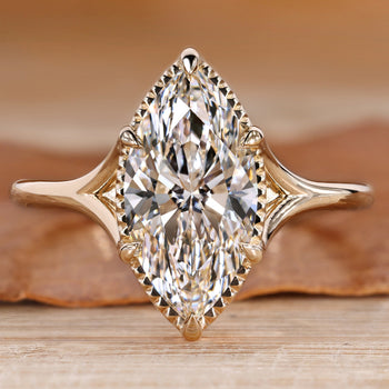 Marquise diamond ring in a solitaire style.