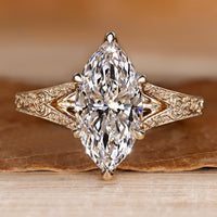 Art Deco Engagement Ring with marquise and split shank.