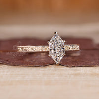 IGI certified Dutch marquise ring with vintage style design.