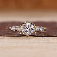 IGI certified ring with five stones and tapered shank design.