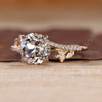 IGI certified lab grown diamond ring with round old european cut center.