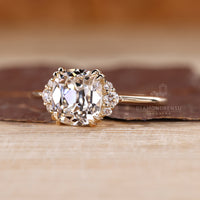 IGI certified lab grown old mine cut engagement ring.