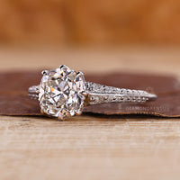Handmade cushion old european diamond engagement ring by Diamondrensu.