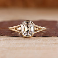 Old Mine Cushion Cut Diamond Ring in Bezel Setting