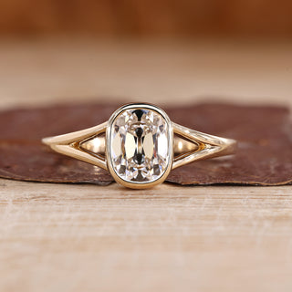 Old Mine Cushion Cut Diamond Ring in Bezel Setting