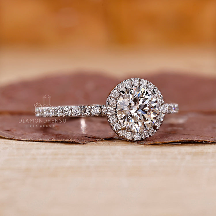 Unique white gold ring with custom engagement design.