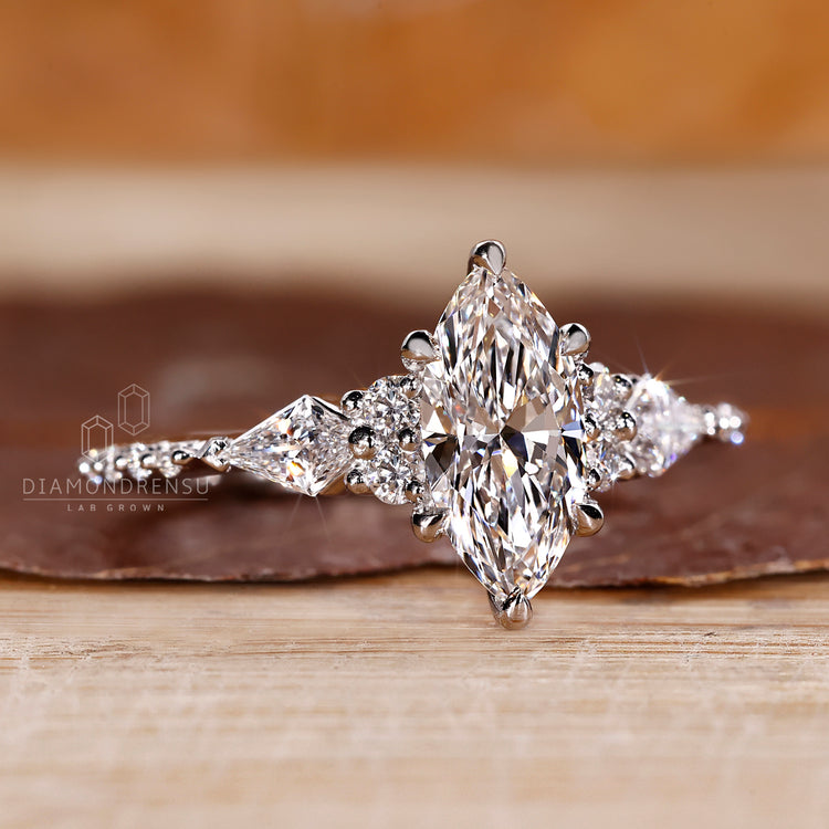 White gold marquise diamond engagement ring.