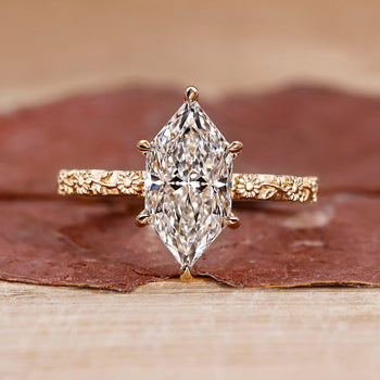 Art deco engagement ring featuring a Dutch marquise diamond, designed with vintage-inspired details.