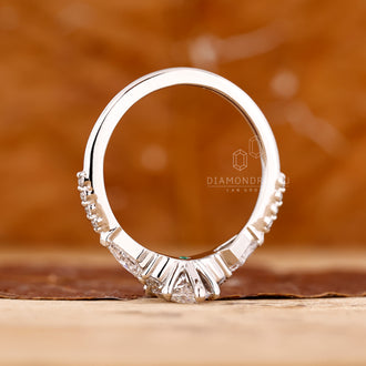 Lab grown marquise diamond engagement ring.