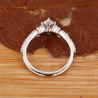 Custom marquise diamond engagement ring.