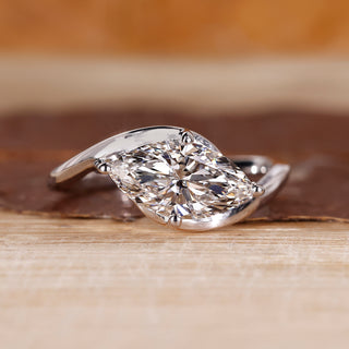 Marquise cut diamond ring in white gold.