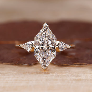 Dutch Marquise Engagement Ring with 2 Kite Cut Side Stone