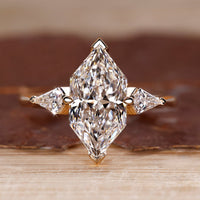 Dutch Marquise Engagement Ring with 2 Kite Cut Side Stone