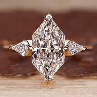 Dutch Marquise Engagement Ring with 2 Kite Cut Side Stone