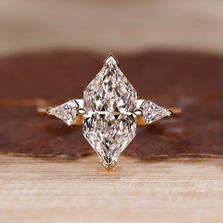 Dutch Marquise Engagement Ring with 2 Kite Cut Side Stone