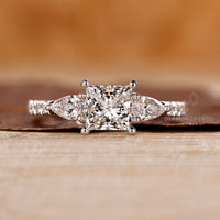 Pave setting ring styled with white gold ring for Custom Engagement Ring options.